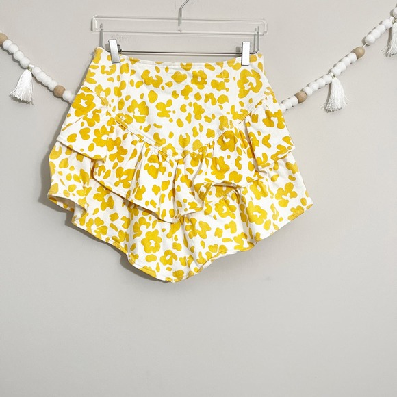 NEW Mother The Ruffle Mini Skirt Skirt Tiered High-Rise Floral Leopard Size 32 - Picture 10 of 11